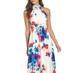 Eliza J Floral High-Neck Halter Maxi Dress 2